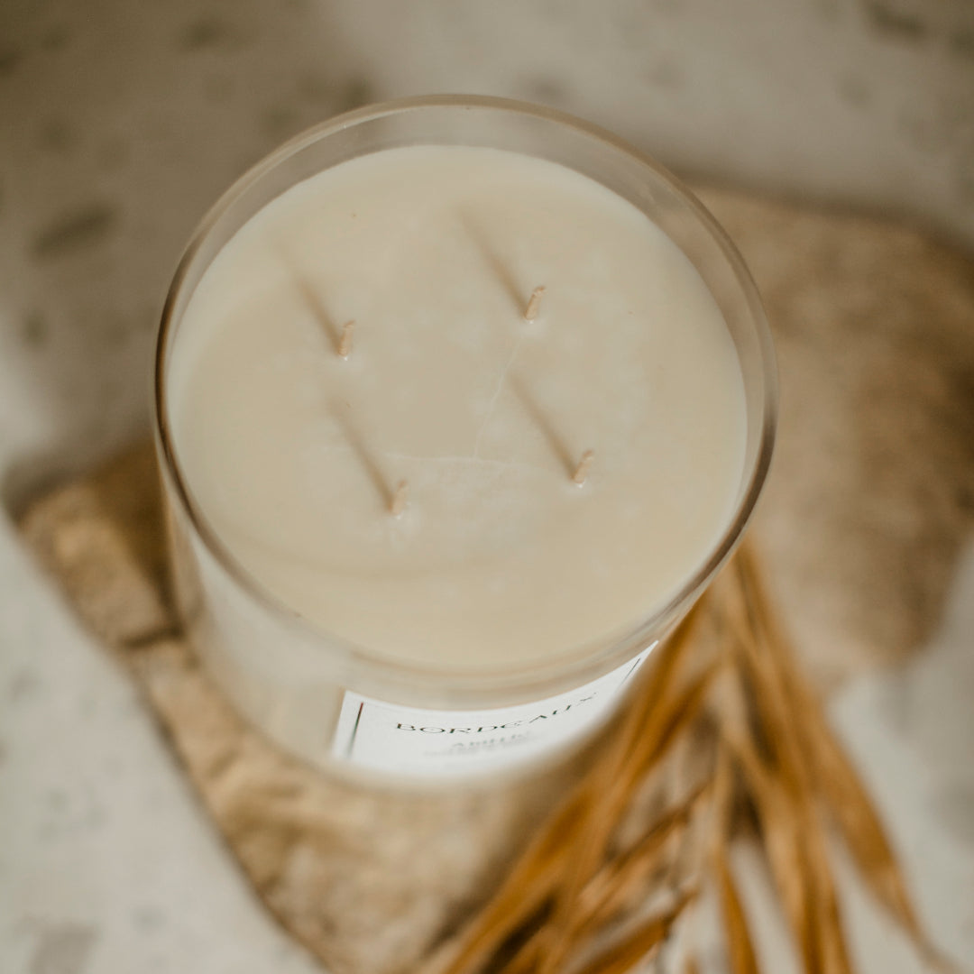 Large Deluxe Candle | Large Candle | Soy Wax | Lemongrass | Top View | Candles Unlit | Bordeaux Candles