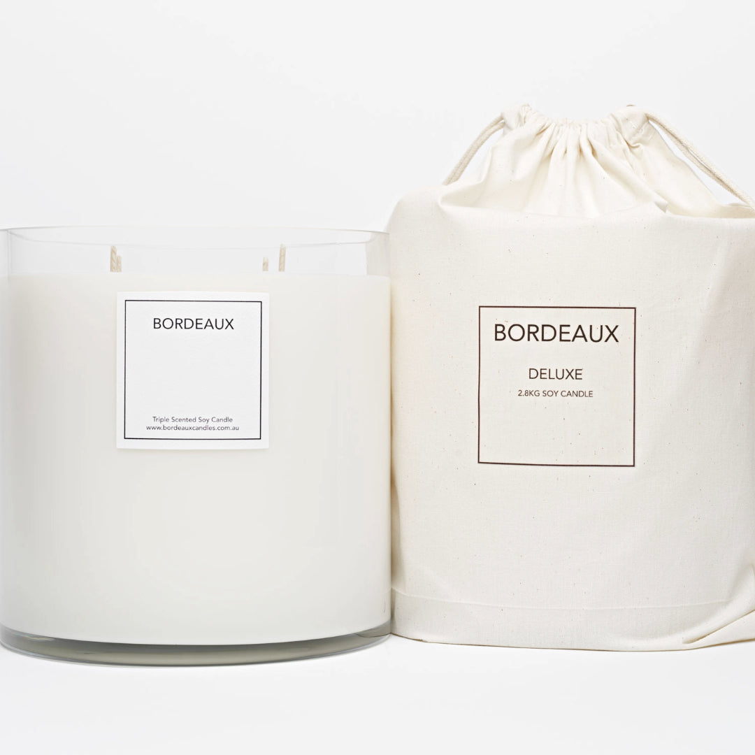 Large Deluxe Candle | Large Candle with Bag | Soy Wax | Lychee & Peony | Bordeaux Candles