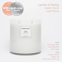 Thumbnail for Large Deluxe Candle | Large Candle | Soy Wax | Lychee & Peony | Bordeaux Candles