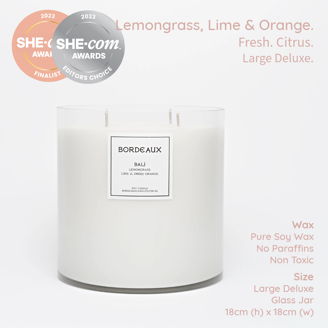 Large Deluxe Candle | Large Candle | Soy Wax | Lemongrass | Bordeaux Candles