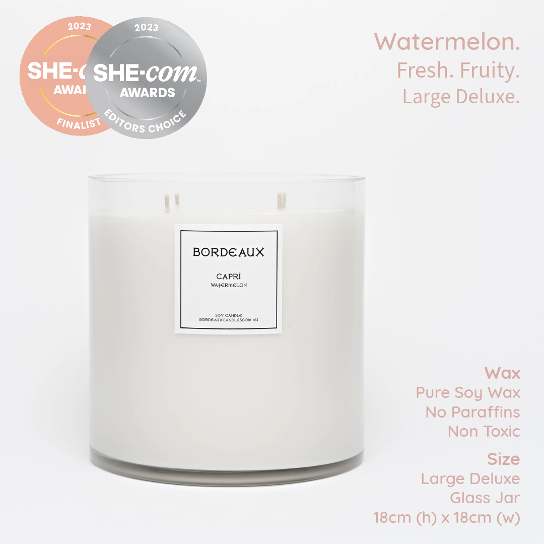 Large Deluxe Candle | Soy Wax | Watermelon | Bordeaux Candles