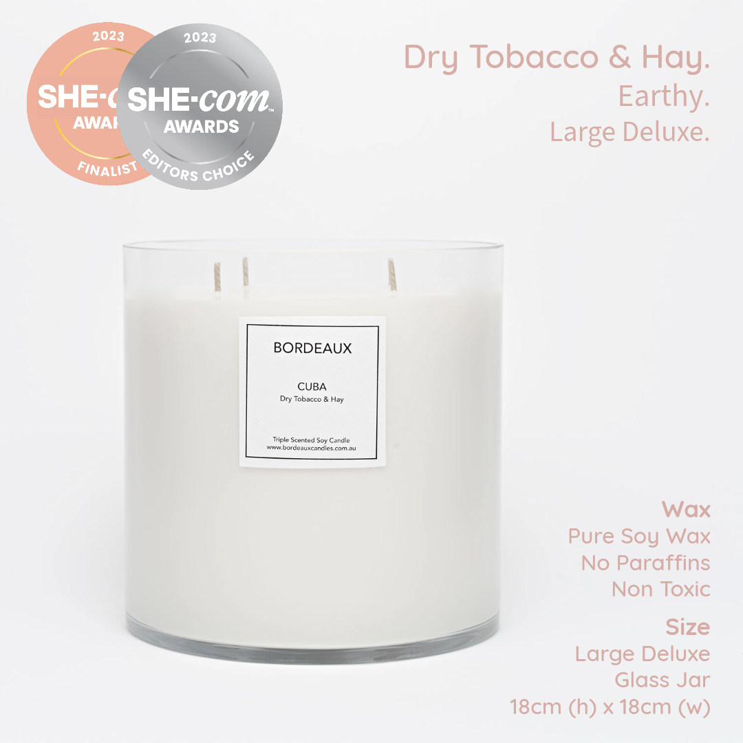 Large Deluxe Candle | Large Candle | Soy Wax | Dry Tobacco & Hay  | Bordeaux Candles