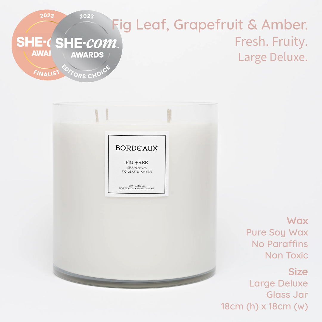 Large Deluxe Candle | Large Candle | Soy Wax | Figtree | Bordeaux Candles