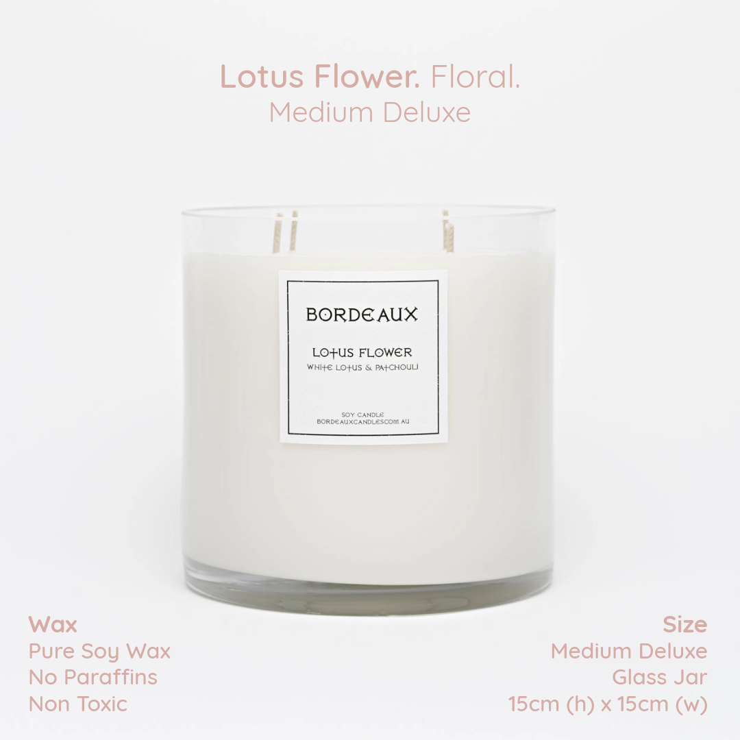 LOTUS FLOWER - Lotus, Vanilla & Patchouli Medium Deluxe Candle