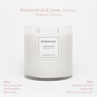 Thumbnail for Medium Deluxe Candle | Large Candle | Soy Wax | Passionfruit & Lime | Bordeaux Candles
