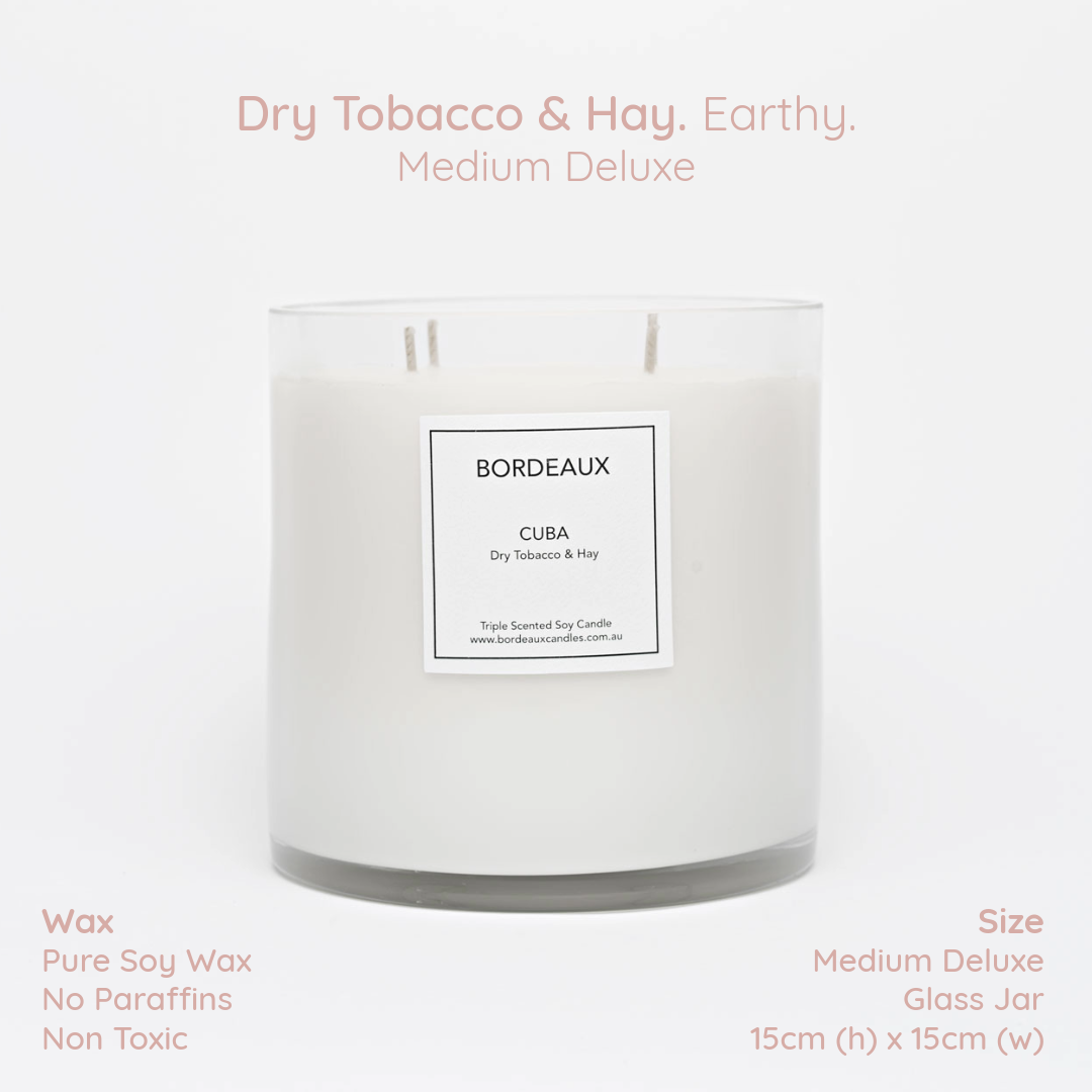 Medium Deluxe Candle | Large Candle | Soy Wax | Dry Tobacco & Hay | Bordeaux Candles