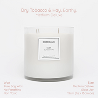 Thumbnail for Medium Deluxe Candle | Large Candle | Soy Wax | Dry Tobacco & Hay | Bordeaux Candles