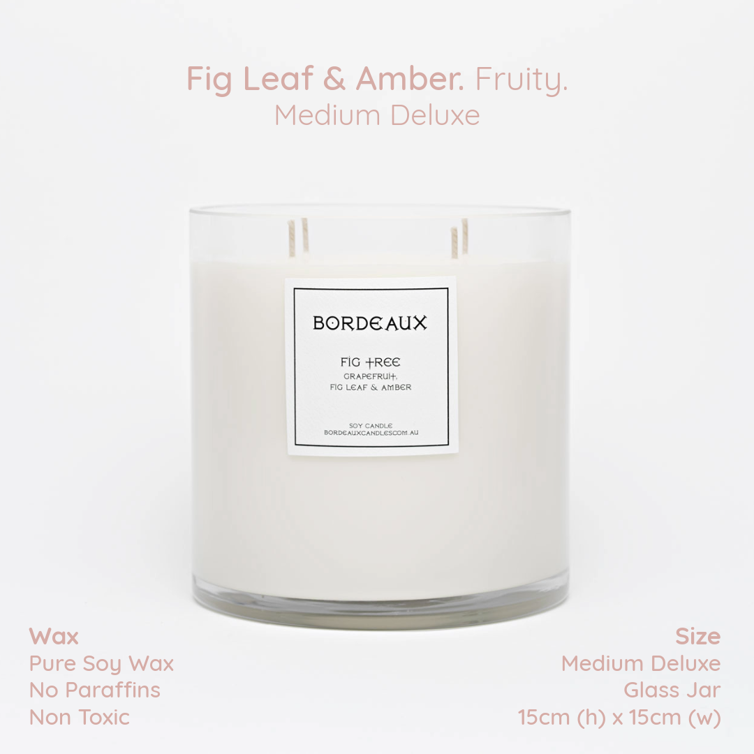 Medium Deluxe Candle | Large Candle | Soy Wax | Figtree | Bordeaux Candles