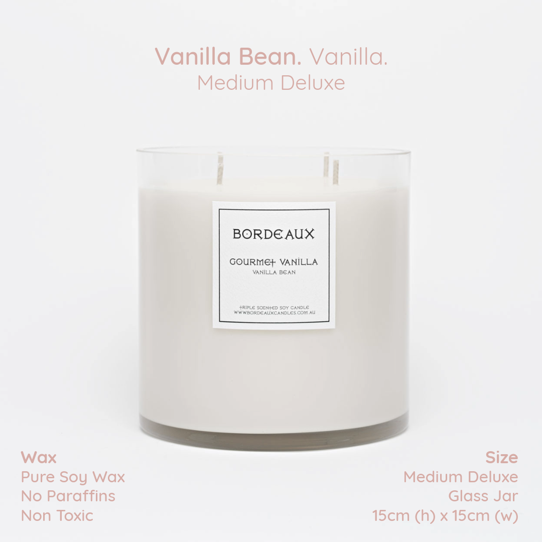 GOURMET VANILLA - Vanilla Bean Medium Deluxe Candle