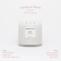 Thumbnail for Small Deluxe Candle | Small Candle | Soy Wax | Lychee & Peony | Bordeaux Candles