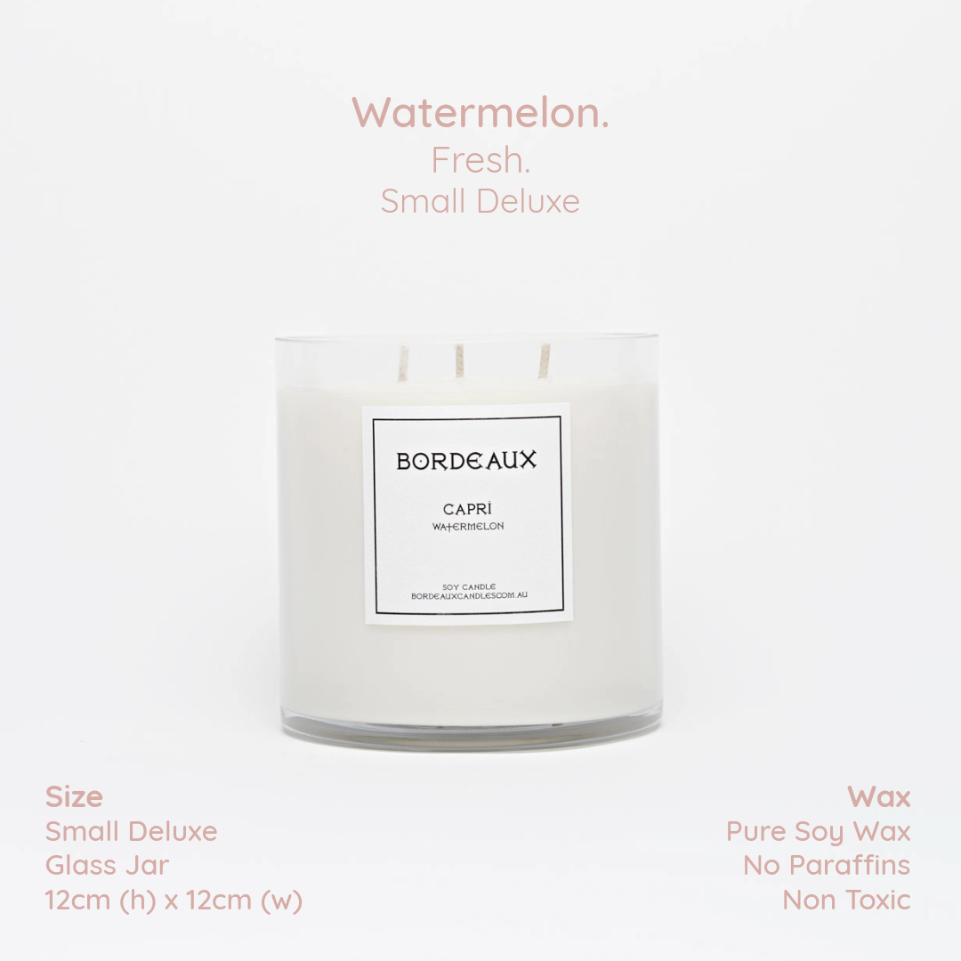 Small Deluxe Candle | Small Candle | Soy Wax | Watermelon | Bordeaux Candles