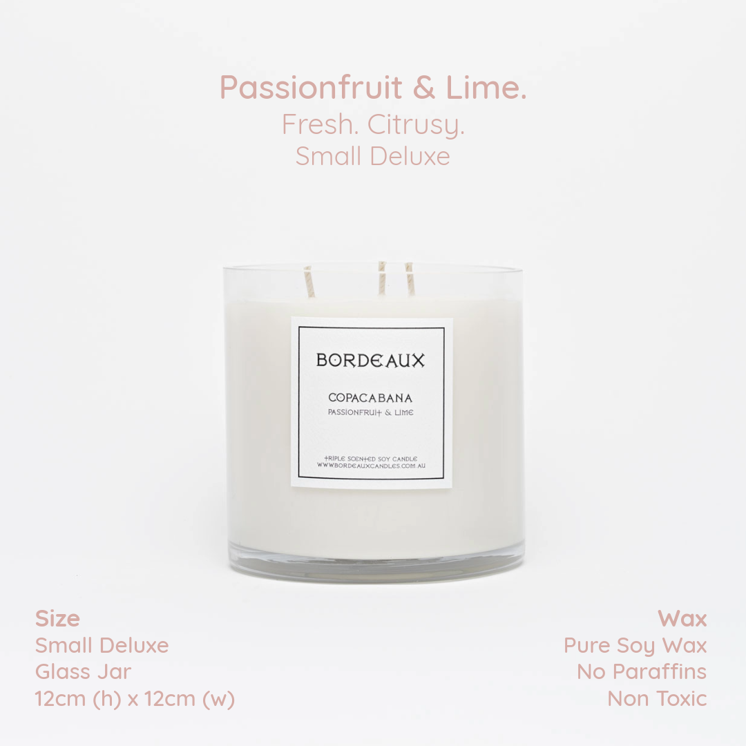 Small Deluxe Candle | Small Candle | Soy Wax | Passionfruit & Lime | Bordeaux Candles