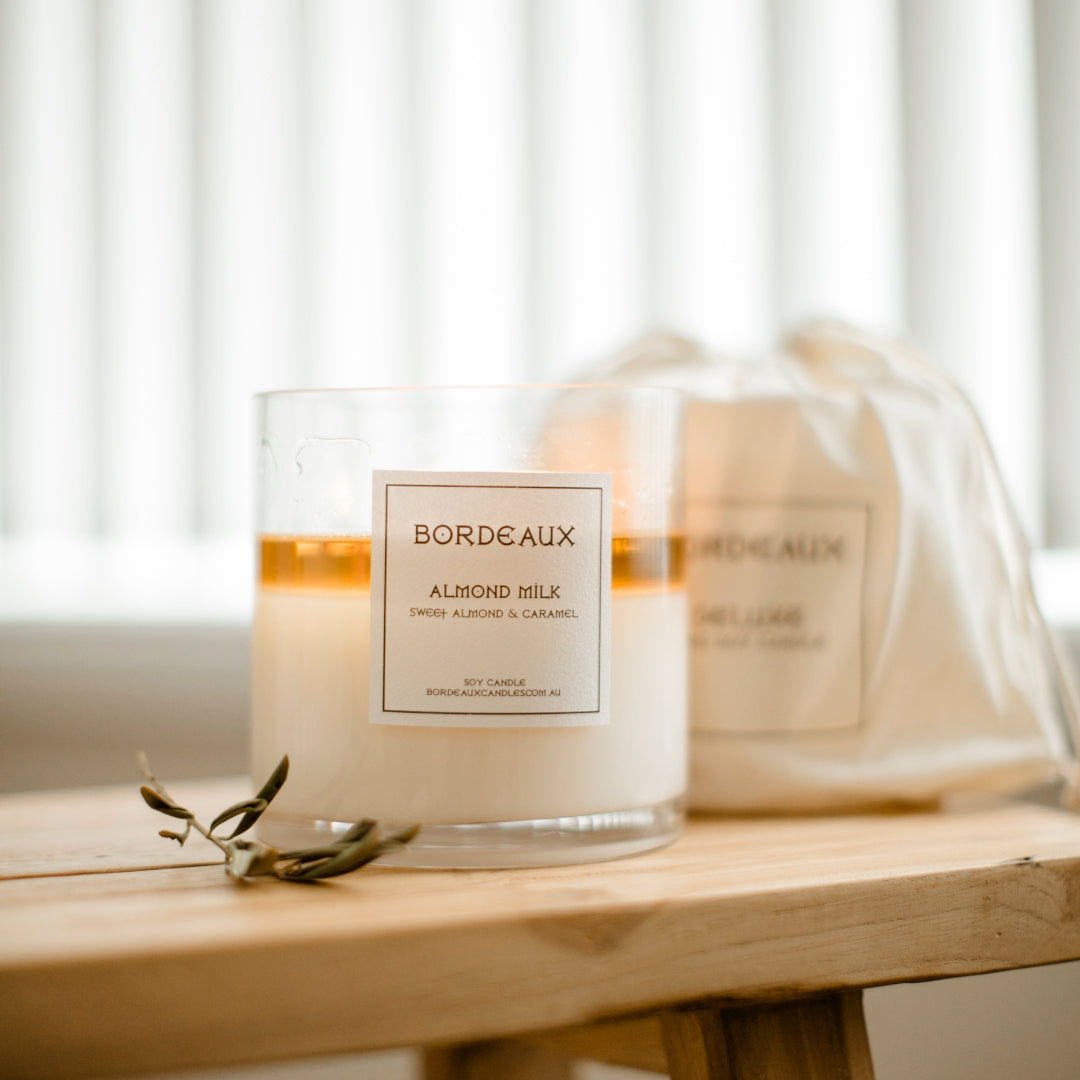 Small Deluxe Candle | Small Candle | Soy Wax | Lifestyle Photo |Lemongrass | Bordeaux Candles