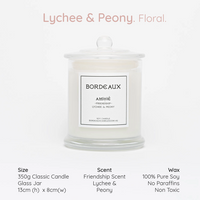 Thumbnail for Lychee & Peony | Classic Candle | Glass Jar with Knob Lid | Bordeaux Candles