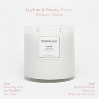 Thumbnail for Medium Deluxe Candle | Large Candle | Soy Wax | Lychee & Peony | Bordeaux Candles