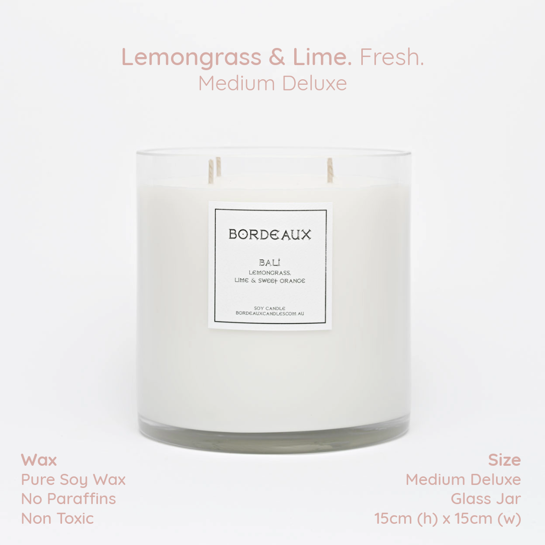 Medium Deluxe Candle | Large Candle | Soy Wax | Lemongrass | Bordeaux Candles