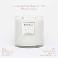 Thumbnail for Medium Deluxe Candle | Large Candle | Soy Wax | Lemongrass | Bordeaux Candles