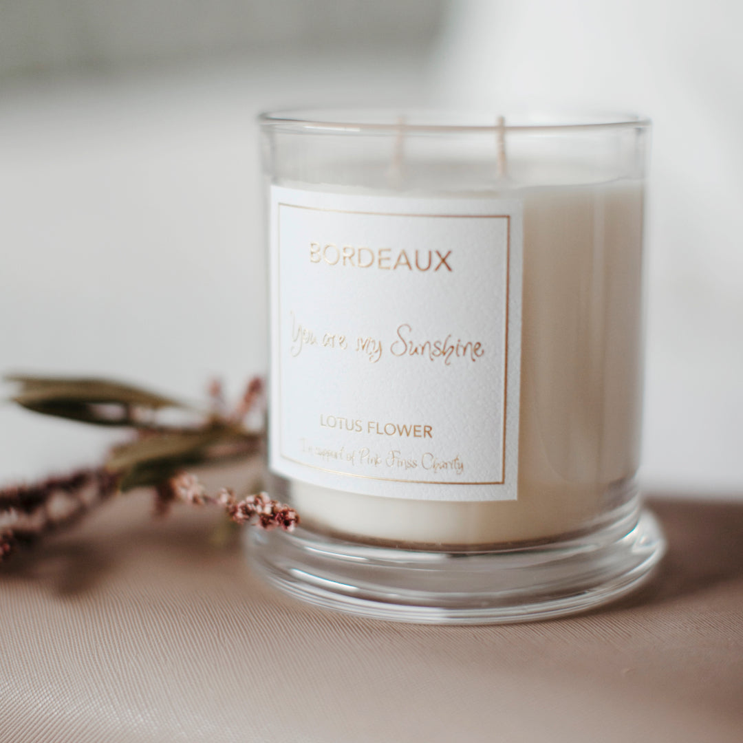 Pink Finss Charity Candle - 350g Classic - Lotus Flower