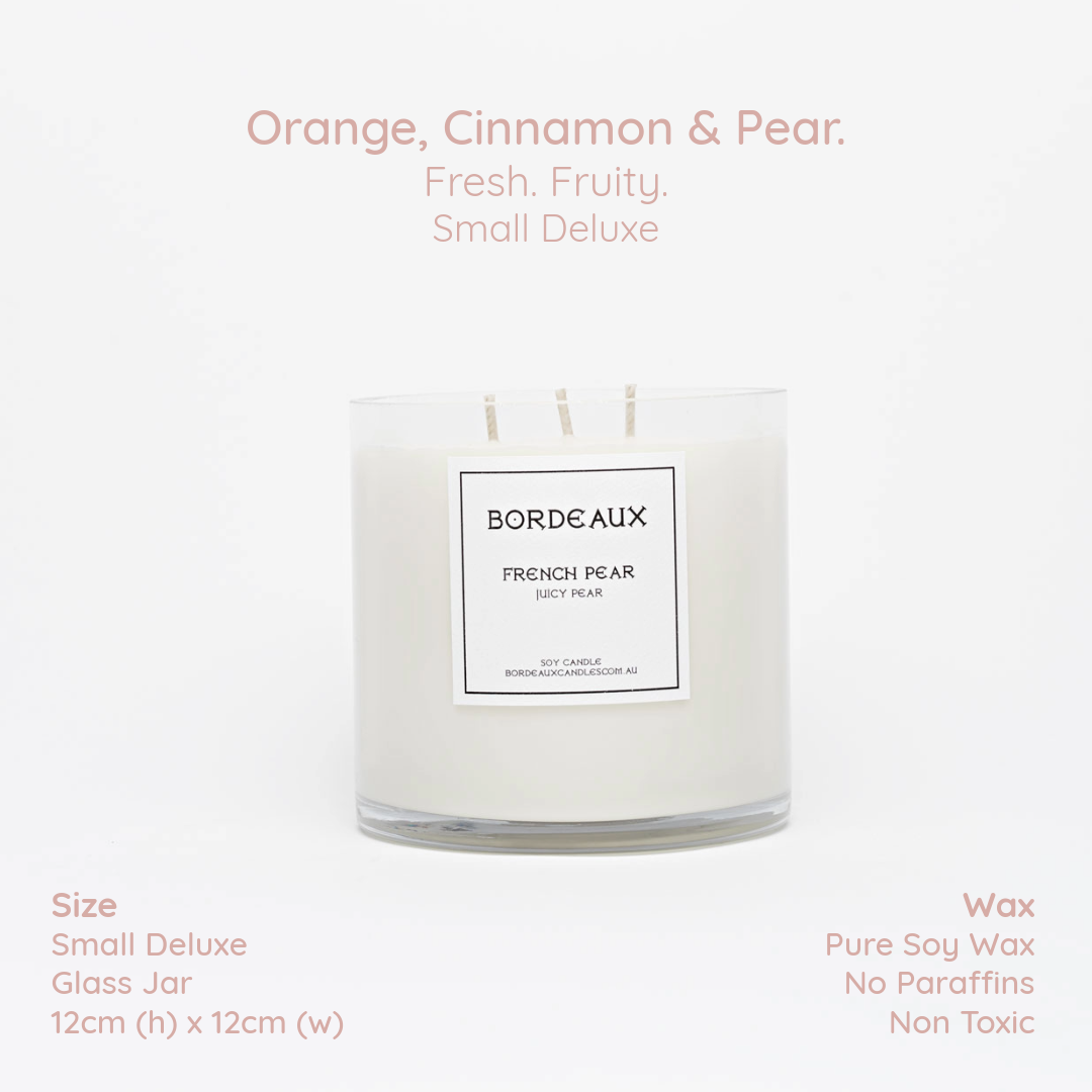 Small Deluxe Candle | Small Candle | Soy Wax | French Pear | Bordeaux Candles